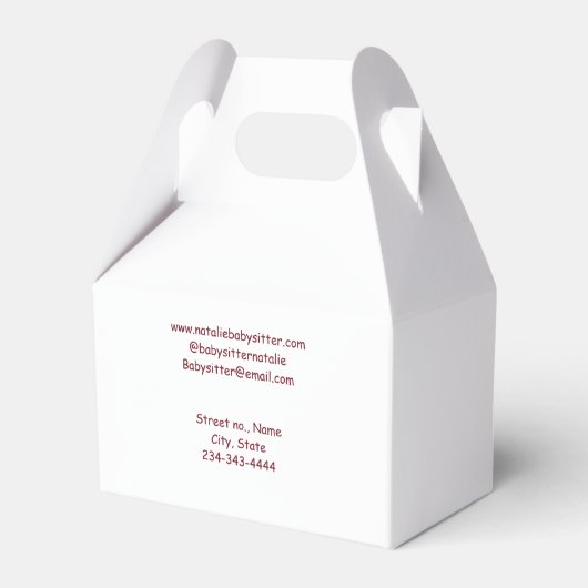 Babysitter kind kinderopvang nanny toevoegen naam  bedankdoosjes (Achterkant)