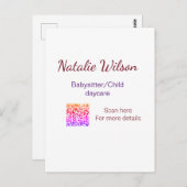 Babysitter kind kinderopvang nanny toevoegen naam briefkaart (Voorkant / Achterkant)