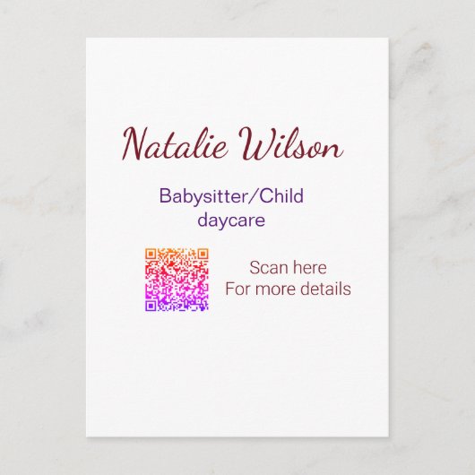 Babysitter kind kinderopvang nanny toevoegen naam briefkaart (Voorkant)