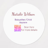 Babysitter kind kinderopvang nanny toevoegen naam  labels (Design 1)