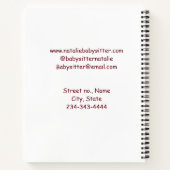 Babysitter kind kinderopvang nanny toevoegen naam  notitieboek (Achterkant)