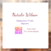 Babysitter kind kinderopvang nanny toevoegen naam  raamsticker (Vel 2)