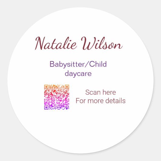 Babysitter kind kinderopvang nanny toevoegen naam  ronde sticker (Voorkant)