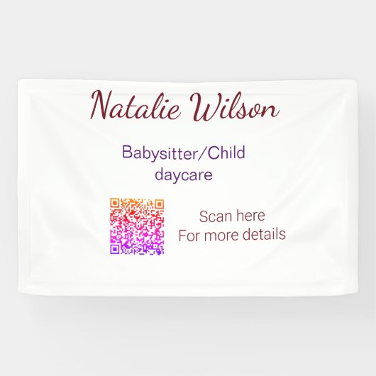 Babysitter kind kinderopvang nanny toevoegen naam  spandoek (Horizontaal)