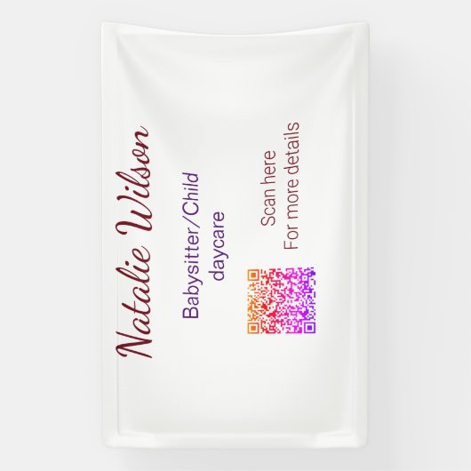 Babysitter kind kinderopvang nanny toevoegen naam  spandoek (Verticaal)