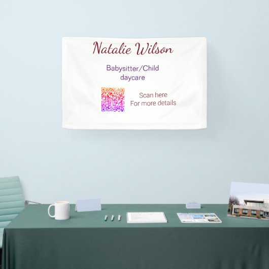 Babysitter kind kinderopvang nanny toevoegen naam  spandoek (Beurs)