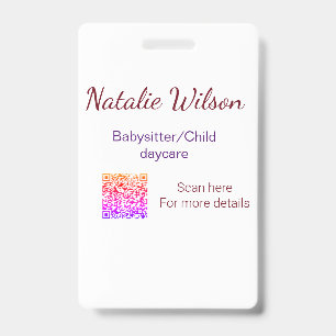 Babysitter kinderdagverblijf nanny voeg naam detai badge