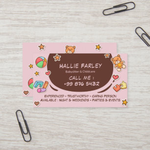 babysitter   Leuke chocolade stickers Visitekaartje