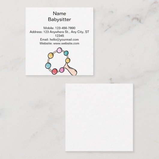 Babysitter leuke visitekaartjes (Voorkant / Achterkant)