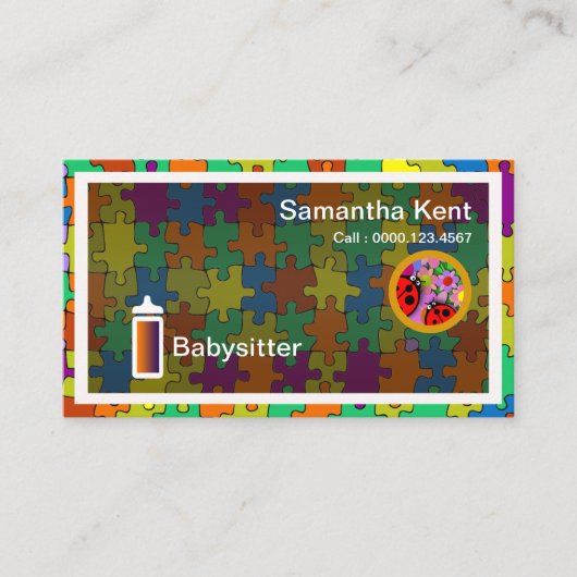 Babysitter Magnificent Jigzaag Puzzle Visitekaartje (Voorkant)