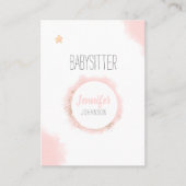 Babysitter minimalistische witte roze Waterverf Visitekaartje (Voorkant)