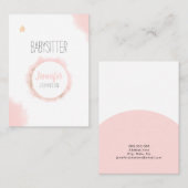 Babysitter minimalistische witte roze Waterverf Visitekaartje (Voorkant / Achterkant)