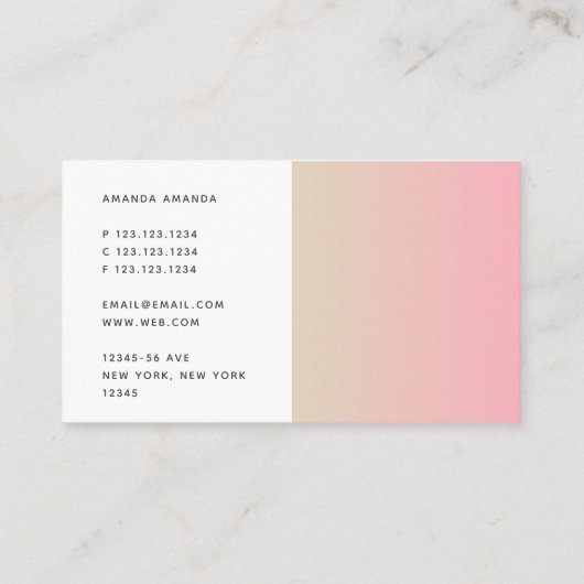 Babysitter | Modern minimalistisch roze en groen Visitekaartje (Achterkant)