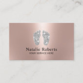 Babysitter Modern Roos Gold Silver Feet Nanny Visitekaartje (Voorkant)