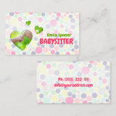 Babysitter Nanny Bubbles & Hearts Visitekaartje (Voorkant / Achterkant)