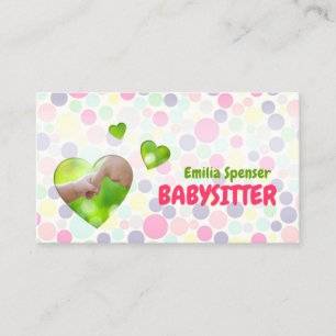Babysitter Nanny Bubbles & Hearts Visitekaartje