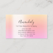 Babysitter Nanny Child Daycare Pink Home Visitekaartje (Achterkant)