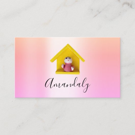 Babysitter Nanny Child Daycare Pink Home Visitekaartje (Voorkant)