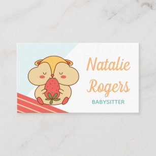 Babysitter Nanny Cute Kawaii Hamster & Strawberry Visitekaartje