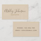 Babysitter Nanny Eenvoudige Schone Niet Foto Paste Visitekaartje (Voorkant / Achterkant)
