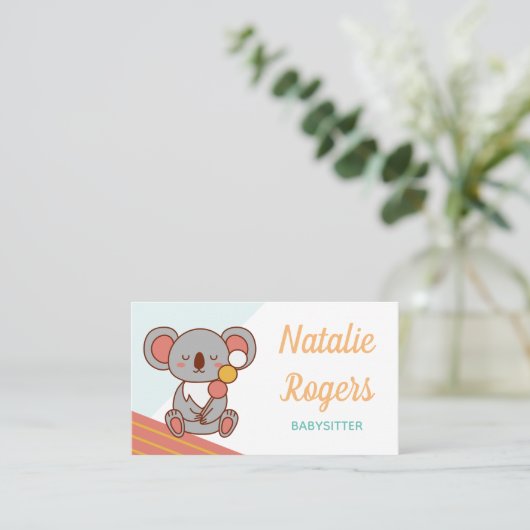 Babysitter Nanny Kinderen Schattige Kawaii Koala V Visitekaartje (Staand voorkant)