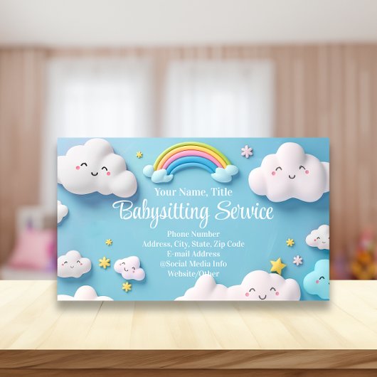 Babysitter Nanny Kinderopvang Happy Clouds Visitekaartje