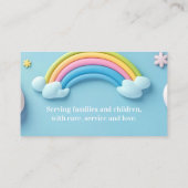 Babysitter Nanny Kinderopvang Happy Clouds Visitekaartje (Achterkant)