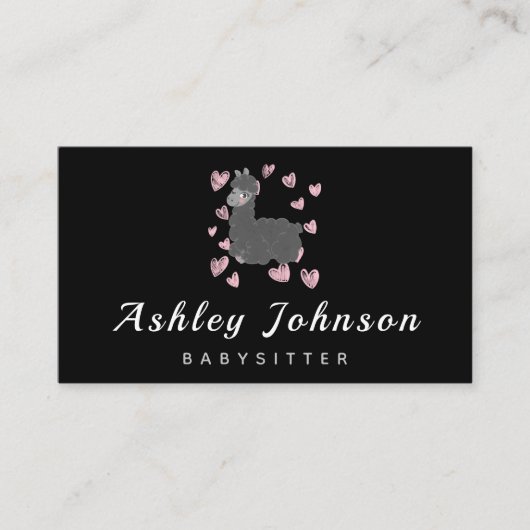 Babysitter Nanny Kinderopvang Leuke Waterverf Llam Visitekaartje (Voorkant)