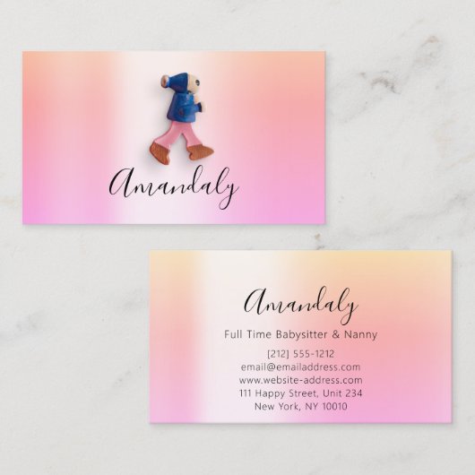 Babysitter Nanny Kinderopvang Voeten Pastels Schat Visitekaartje (Voorkant / Achterkant)