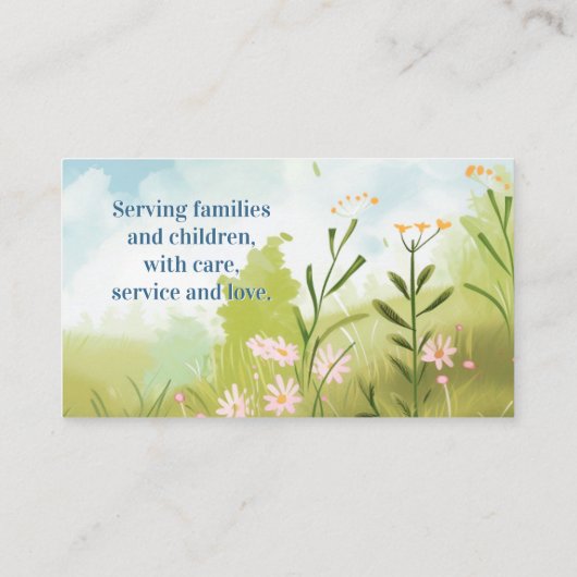 Babysitter Nanny Kinderopvang Waterverf Baby Deer Visitekaartje (Achterkant)