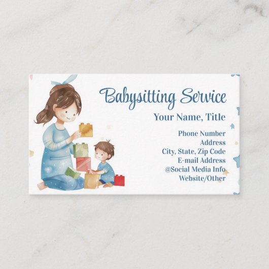 Babysitter Nanny Kinderopvang Waterverf Spelen Visitekaartje (Voorkant)