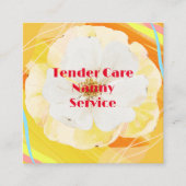 Babysitter Nanny Modern Geel & Wit Rose Vierkante Visitekaartje (Voorkant)