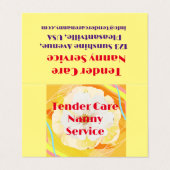 Babysitter Nanny Modern Geel & Wit Rose Visitekaartje (Buitenkant ongevouwen)