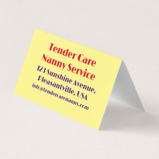 Babysitter Nanny Modern Geel & Wit Rose Visitekaartje (Achterkant)