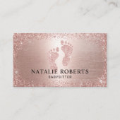 Babysitter Nanny Modern Roos Gold Glitter Visitekaartje (Voorkant)