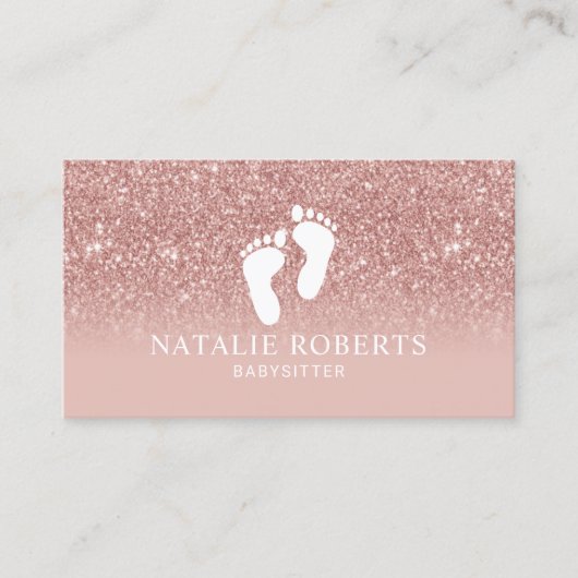 Babysitter Nanny Modern Roos Gold Ombre Visitekaartje (Voorkant)