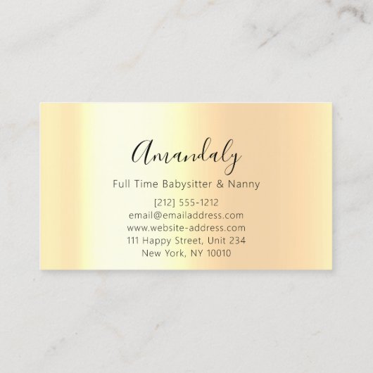 Babysitter Nanny Professional Child Daycare Moom Visitekaartje (Achterkant)