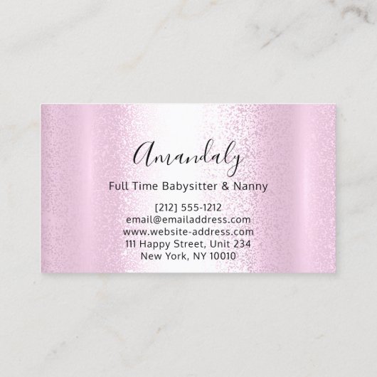 Babysitter Nanny Professional Kinderdagverblijf Ro Visitekaartje (Achterkant)