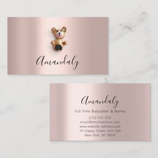 Babysitter Nanny Professional, kinderdagverblijf Visitekaartje (Voorkant / Achterkant)