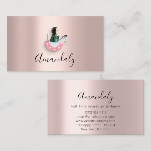 Babysitter Nanny Professional Roos voor kinderdagv Visitekaartje (Voorkant / Achterkant)