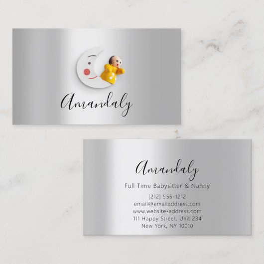 Babysitter Nanny Professionele Kinderopvang AuPair Visitekaartje (Voorkant / Achterkant)
