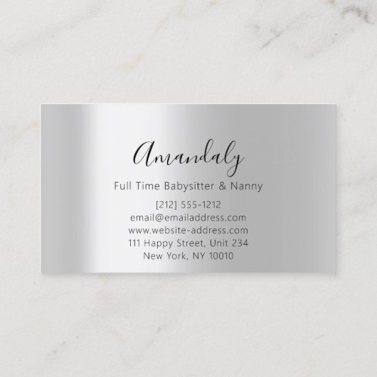 Babysitter Nanny Professionele Kinderopvang AuPair Visitekaartje (Achterkant)