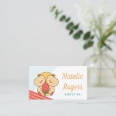 Babysitter Nanny Schattige Kawaii Hamster & Aardbe Visitekaartje (Staand voorkant)