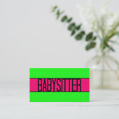 Babysitter Neon Green en Hot Pink Visitekaartje (Staand voorkant)