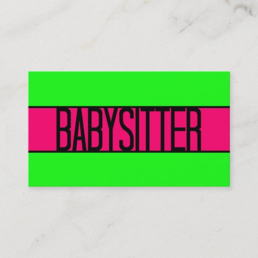 Babysitter Neon Green en Hot Pink Visitekaartje (Voorkant)