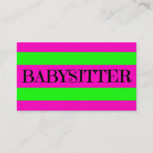Babysitter Neon Green en Hot Pink Visitekaartje