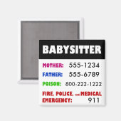 Babysitter Noodgevallen Telefoonnummers magneet (Voorkant / Achterkant)