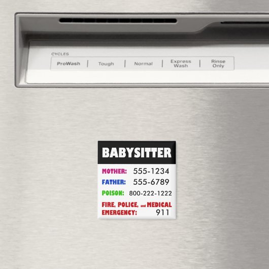 Babysitter Noodgevallen Telefoonnummers magneet (Insitu (Vaatwasser))
