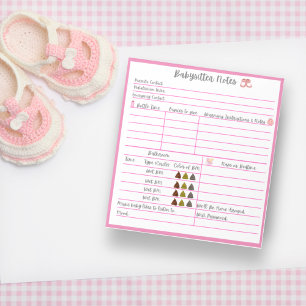 Babysitter Notes for Newborn Baby Girl Notitieblok