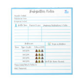 Babysitter-notities voor pasgeboren baby notitieblok (Voorkant)